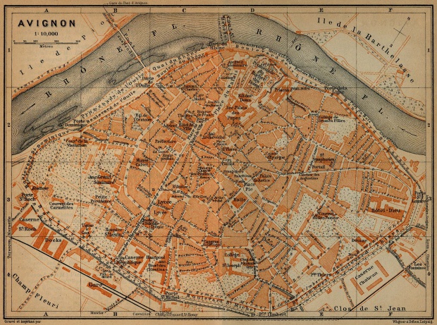 Mapa de Aviñón, Francia 1914