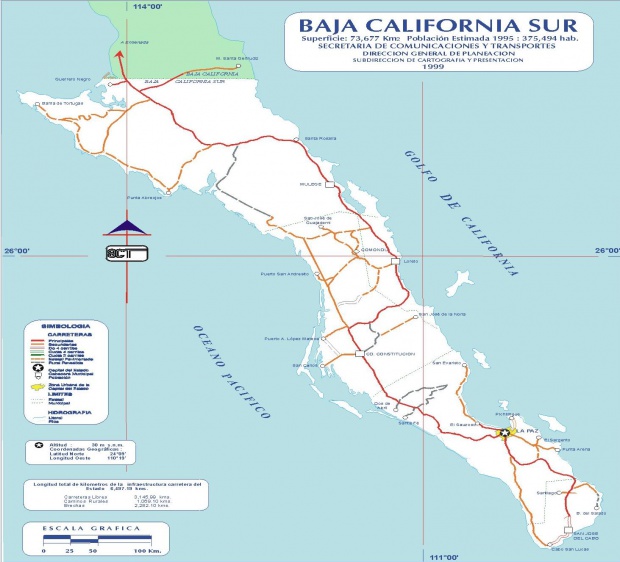 Mapa de Baja California Sur, Mexico