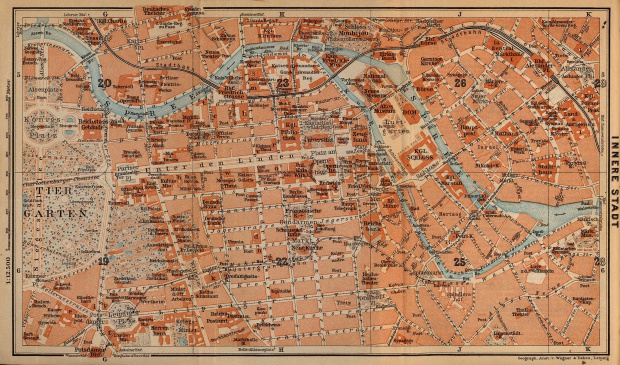 Mapa de Berlín (Interior de la Ciudad), Alemania 1910