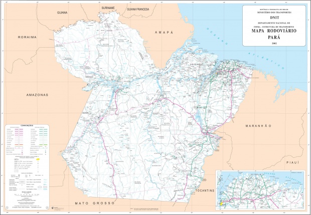 Mapa de Carreteras Federales y Estatales del Edo. de Pará, Brasil