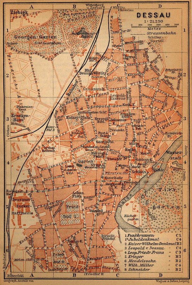 Mapa de Dessau, Alemania 1910