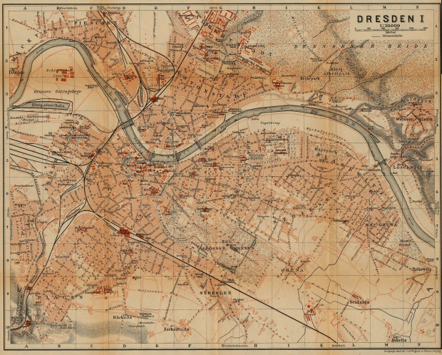 Mapa de Dresde, Alemania 1910