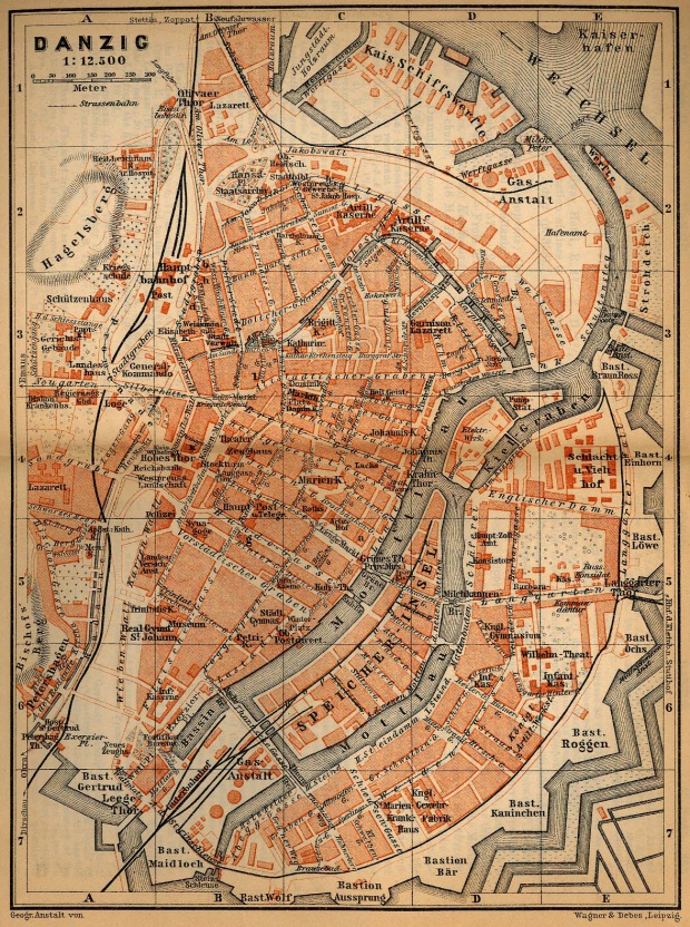 Mapa de Gdansk, Polonia 1910