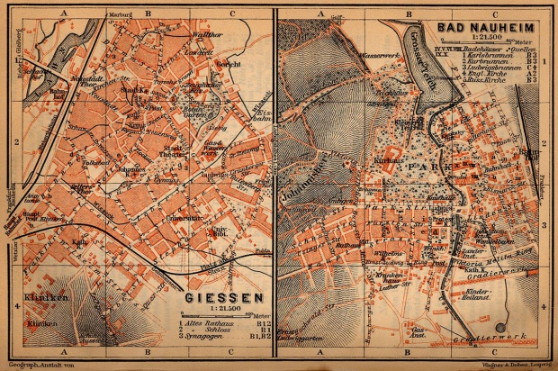 Mapa de Giessen, Alemania 1910
