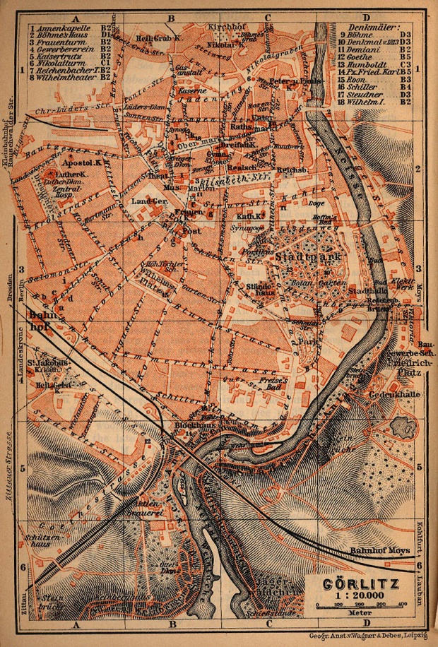 Mapa de Görlitz, Alemania 1910 Mapa de Görlitz, Alemania 1910