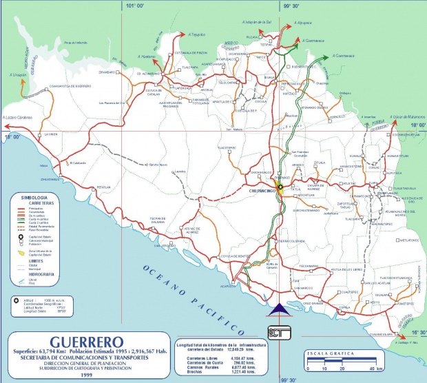 Mapa de Guerrero (Estado), Mexico