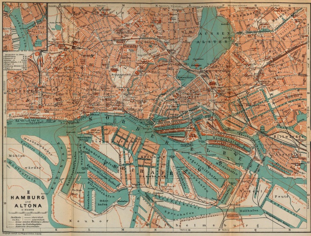Mapa de Hamburgo-Altona, Alemania 1910