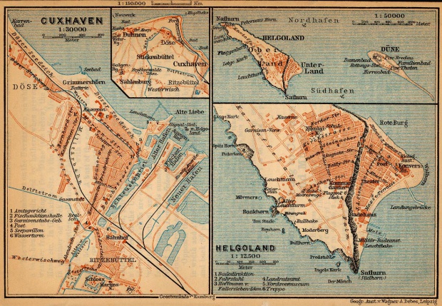 Mapa de Heligoland, Alemania 1910