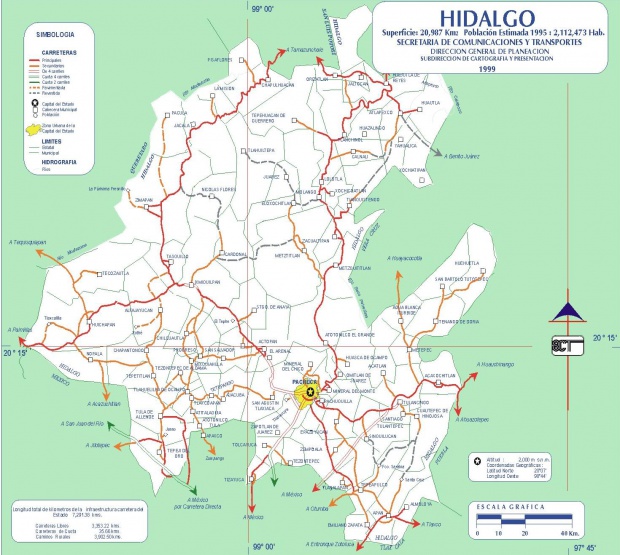Mapa de Hidalgo (Estado), Mexico