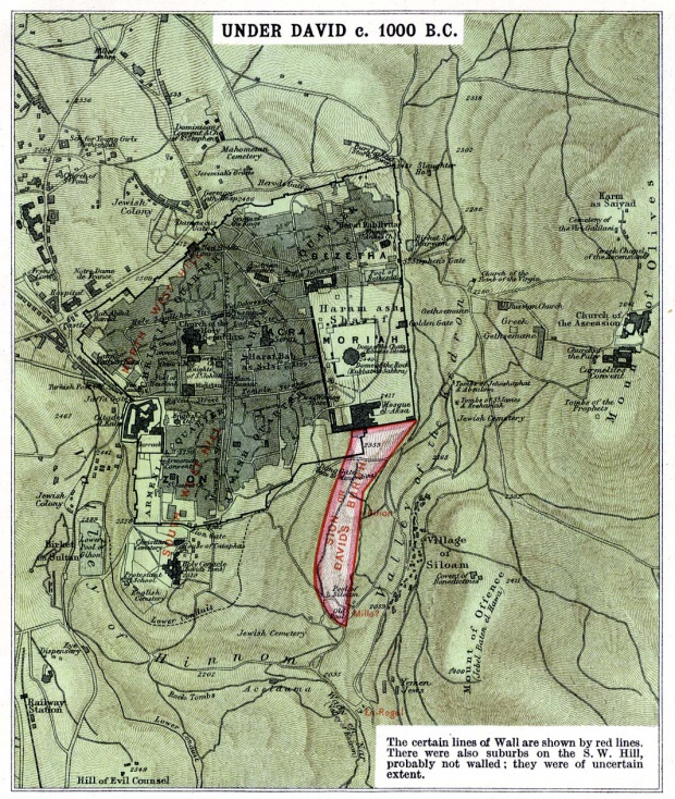 Mapa de Jerusalén Bajo David Circa 1000 adC