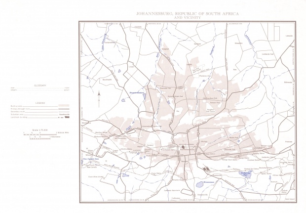 Mapa de Johannesburgo y Cercanías, Sudáfrica 1954