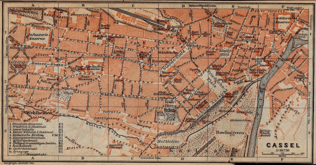 Mapa de Kassel, Alemania 1910