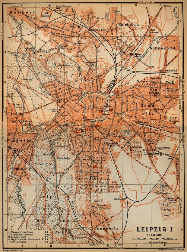 Mapa de Leipzig, Alemania 1910