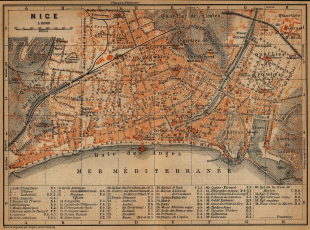 Mapa de Niza, Francia 1914