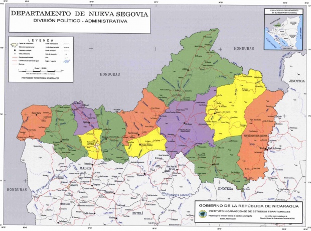 Mapa de Nueva Segovia, División Político-Administrativa del Departamento, Nicaragua