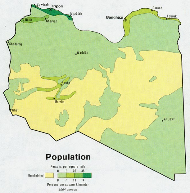 Mapa de Población de Libia