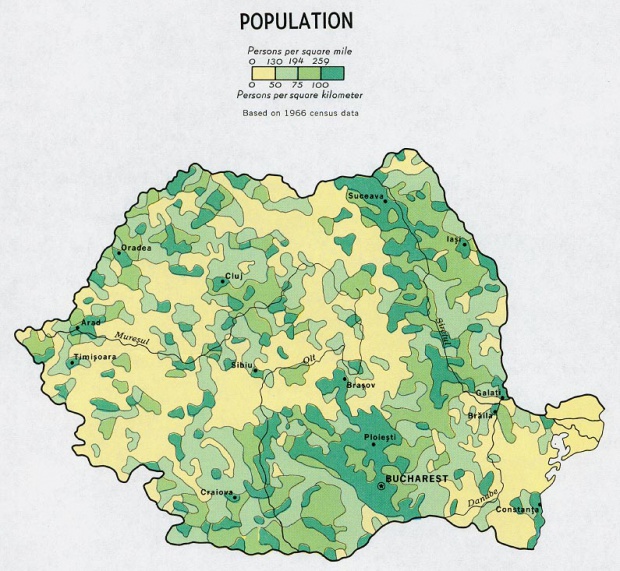 Mapa de Población de Rumania