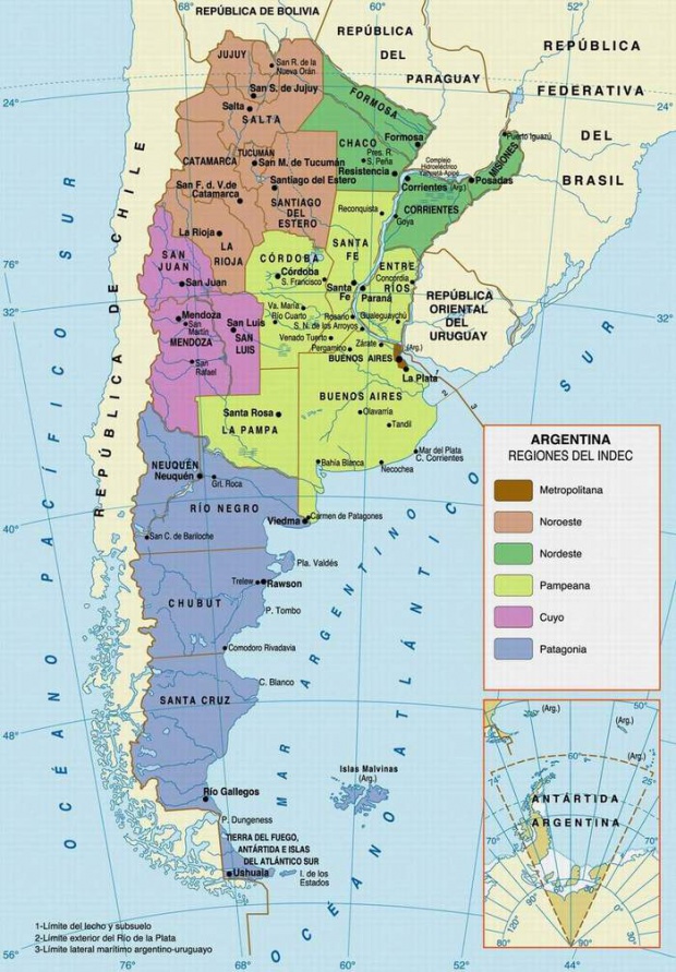 Mapa de Regiones de Argentina