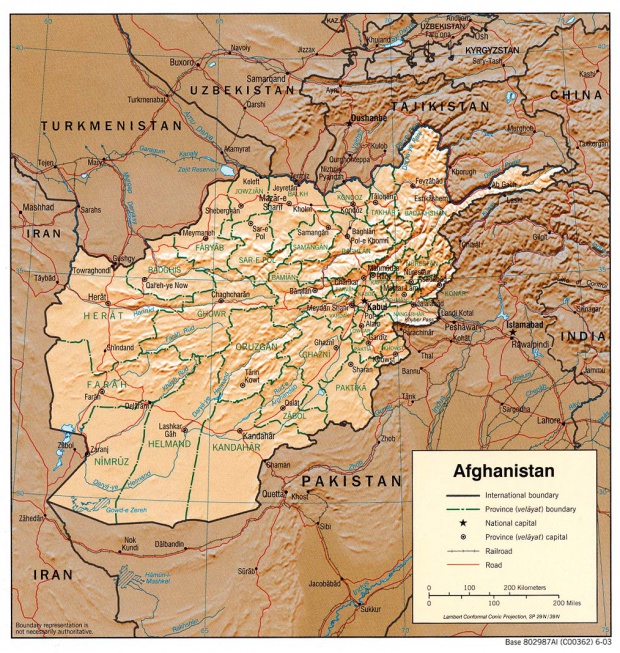 Mapa de Relieve Sombreado de Afganistán