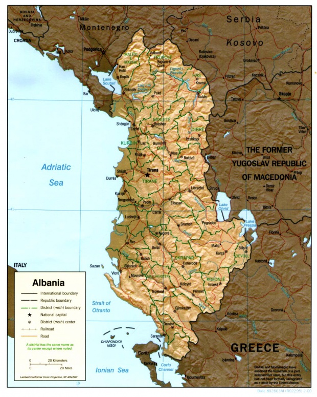 Mapa de Relieve Sombreado de Albania