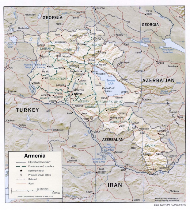 Mapa de Relieve Sombreado de Armenia