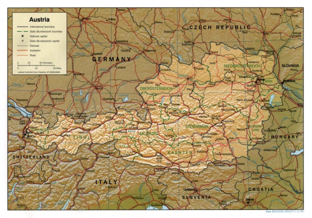 Mapa de Relieve Sombreado de Austria
