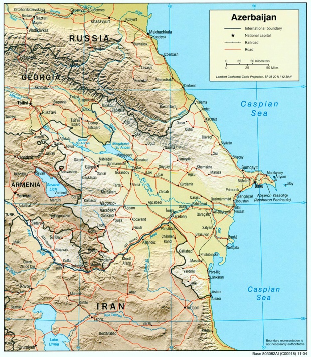 Mapa de Relieve Sombreado de Azerbaiyán