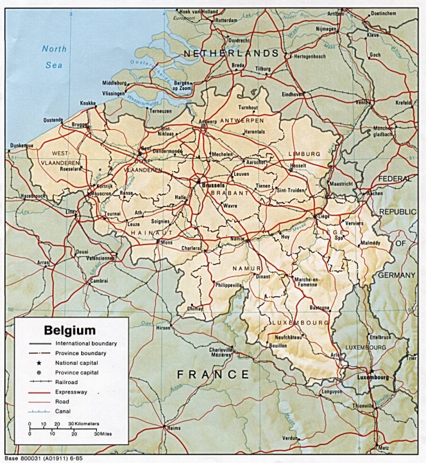 Mapa de Relieve Sombreado de Bélgica