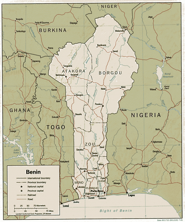 Mapa de Relieve Sombreado de Benín