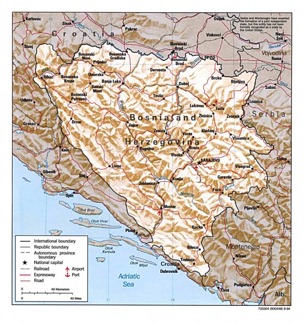 Mapa de Relieve Sombreado de Bosnia y Herzegovina