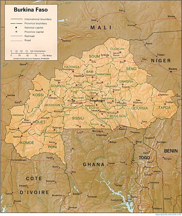 Mapa de Relieve Sombreado de Burkina Faso
