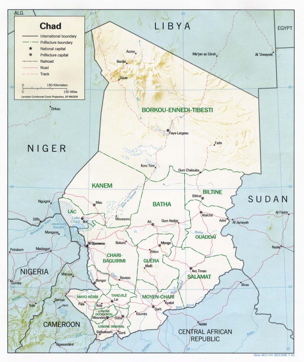 Mapa de Relieve Sombreado de Chad