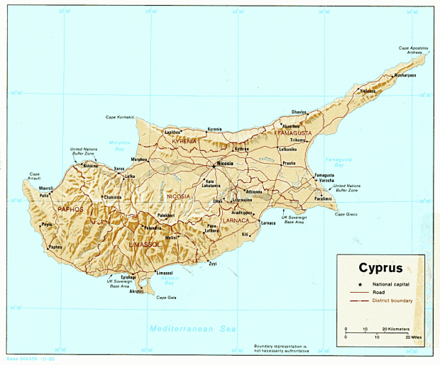 Mapa de Relieve Sombreado de Chipre