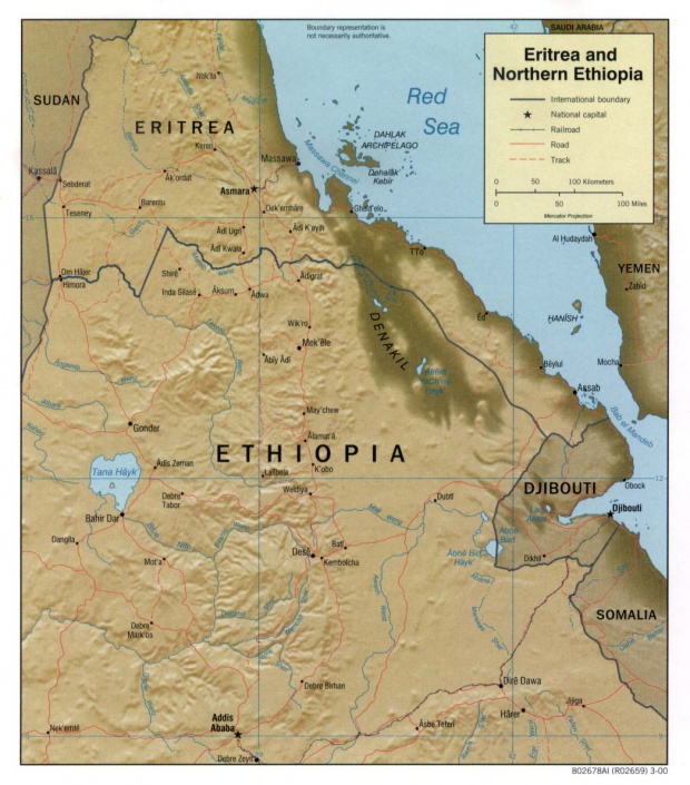 Mapa de Relieve Sombreado de Eritrea y del Norte de Etiopía