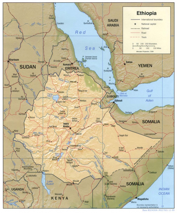 Mapa de Relieve Sombreado de Etiopía