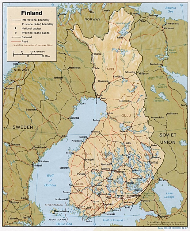 Mapa de Relieve Sombreado de Finlandia