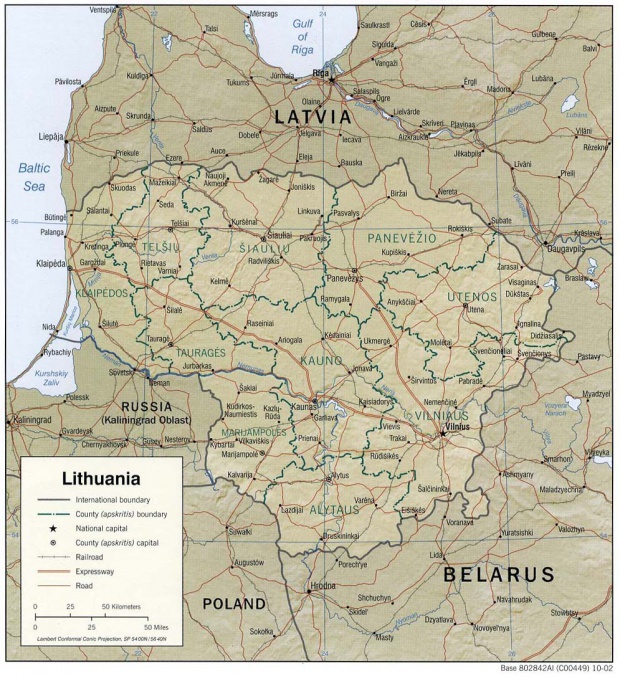 Mapa de Relieve Sombreado de Lituania