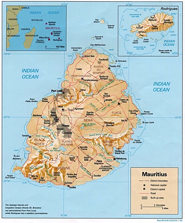 Mapa de Relieve Sombreado de Mauricio