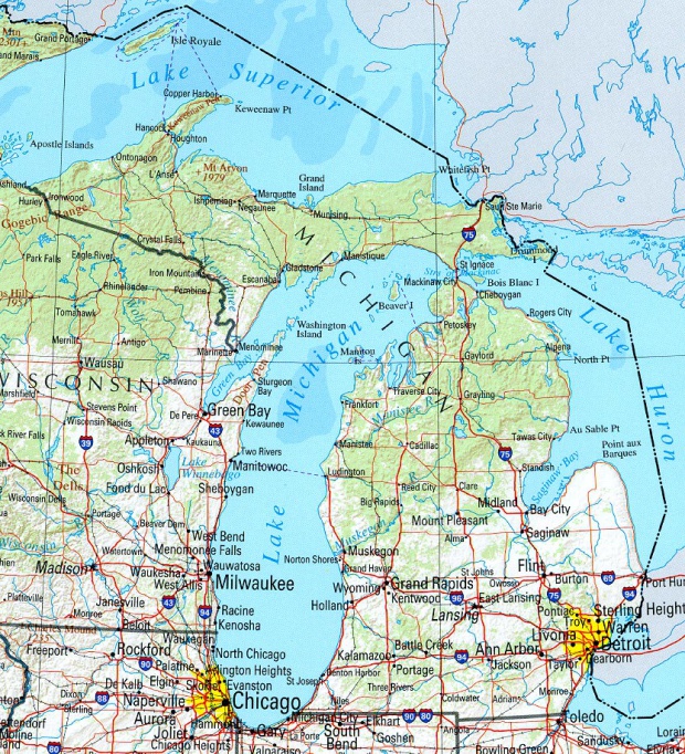 T Mapa De Relieve Sombreado De Michigan Estados Unidos 7882 
