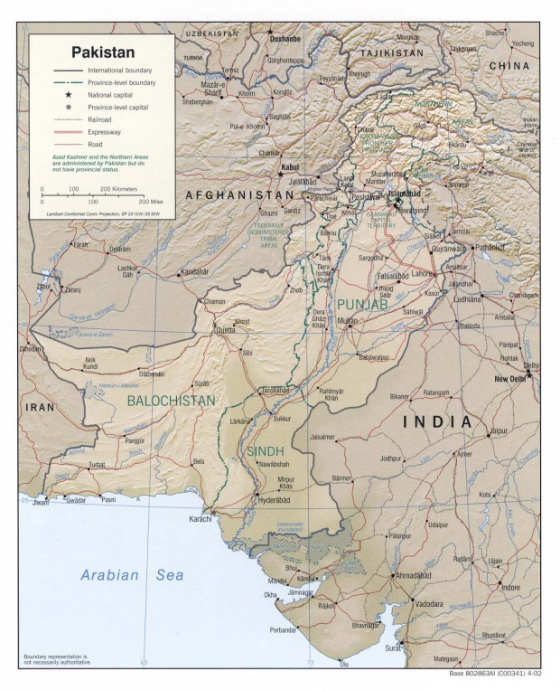 Mapa de Relieve Sombreado de Pakistán