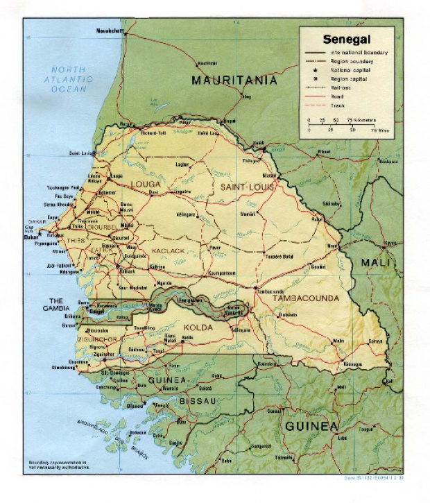 Mapa de Relieve Sombreado de Senegal