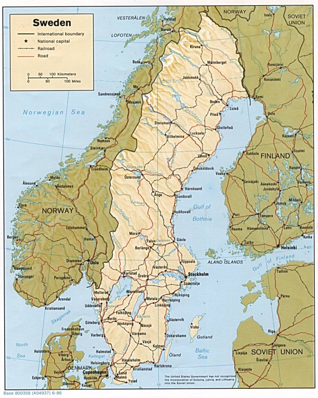 Mapa de Relieve Sombreado de Suecia