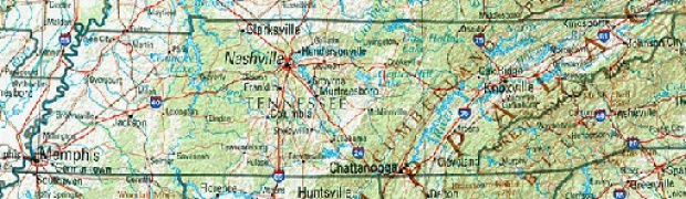 Mapa de Relieve Sombreado de Tennessee, Estados Unidos