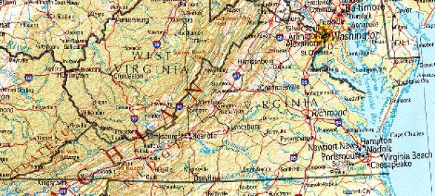 Mapa de Relieve Sombreado de Virginia, Estados Unidos