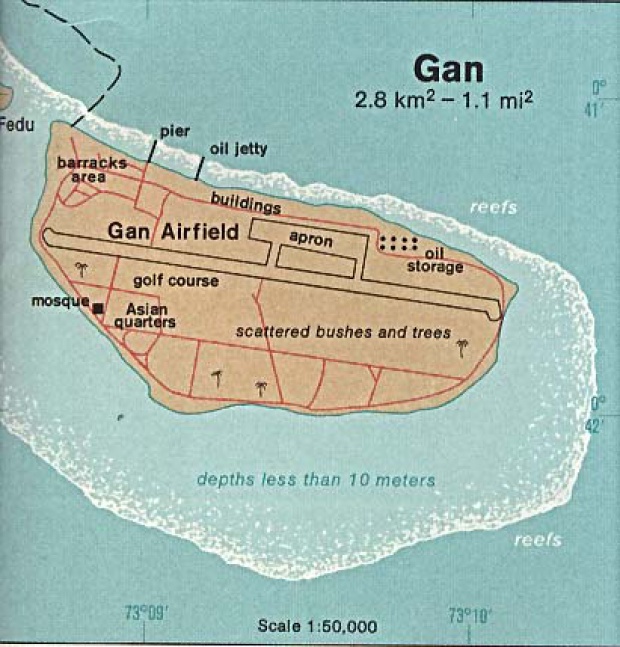 Mapa de Relieve Sombreado de la Isla de Gan, Maldivas