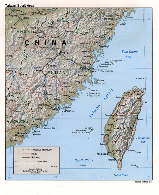 Mapa de Relieve Sombreado de la Région del Estrecho de Taiwán