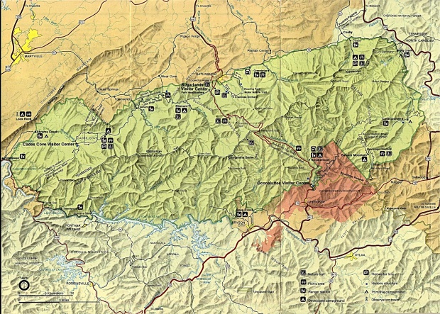 Mapa de Relieve Sombreado del Parque Nacional Grandes Montañas Humeantes, Tennessee, Estados Unidos