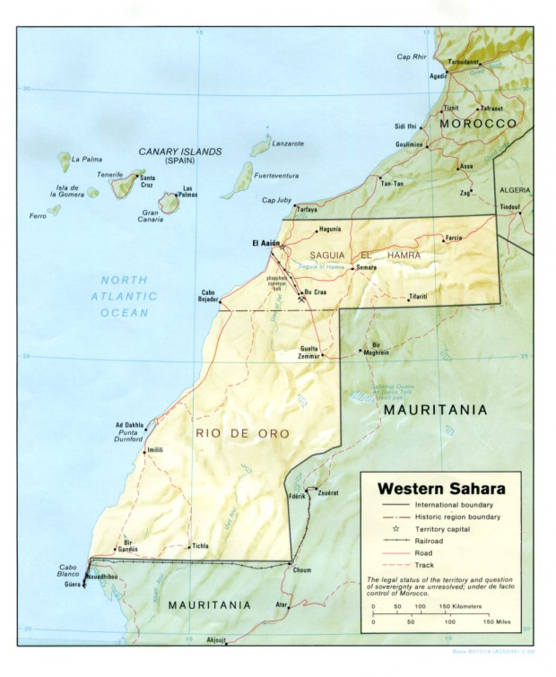 Mapa de Relieve Sombreado del Sahara Occidental