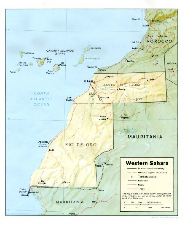 Mapa de Relieve Sombreado del Sahara Occidental