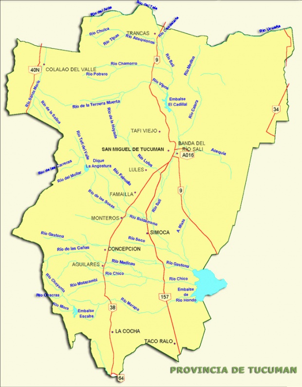 Mapa de Rutas Nacionales, Prov. Tucumán, Argentina